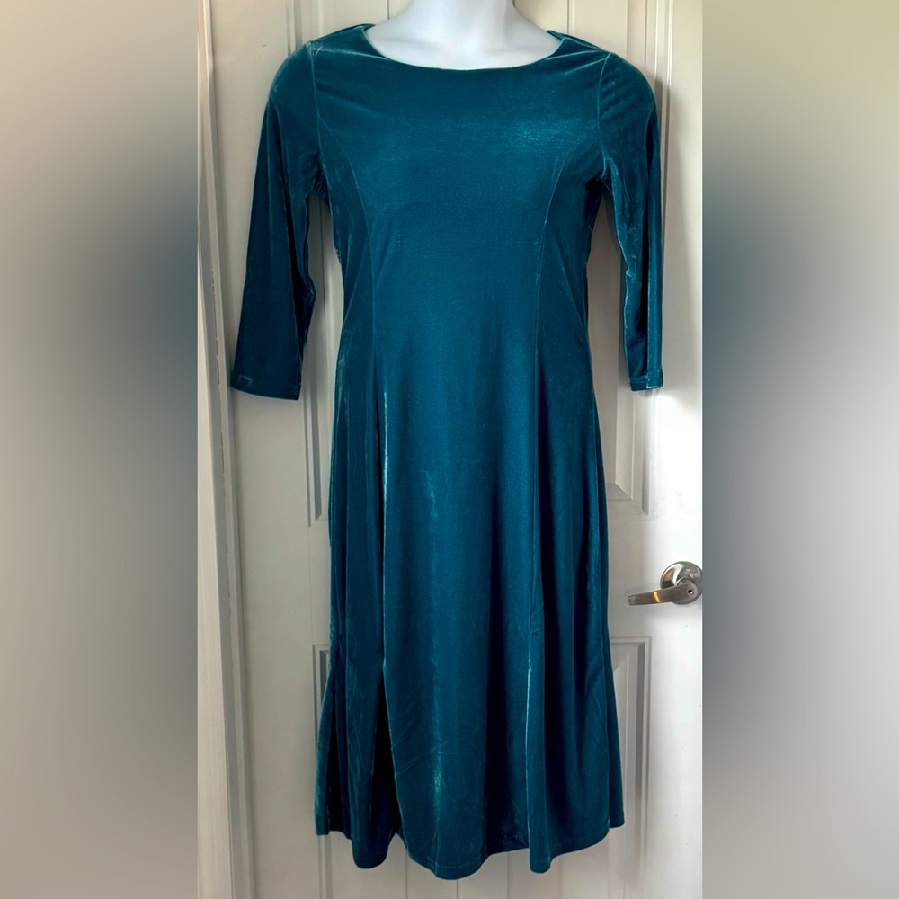 Coldwater Creek Teal Velour Dress